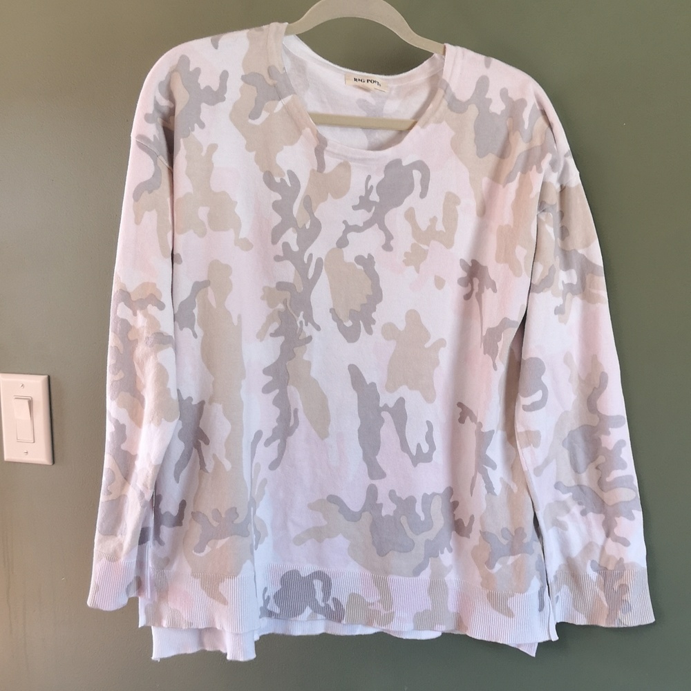 Rag Poets | Z Supply Bari Camo Long Sleeve Side Slit Sweatshirt Sz Medium